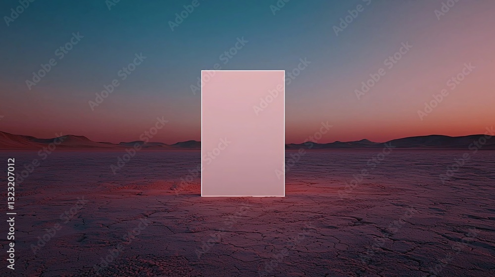 Aufkleber a mirror in the middle of a desert that does not reflect reality but instead reveals an alternate wo