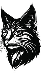 Obraz premium Wildcat Black and White Minimalist Vector Illustration for Stylish Designs
