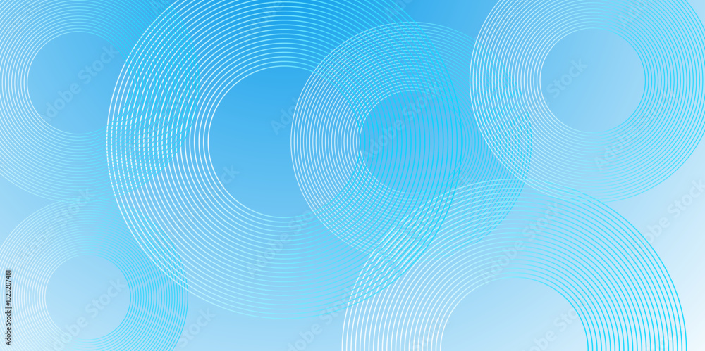 Poster abstract circle lines, modern abstract background, blue white gradations simple. simple graphic elem