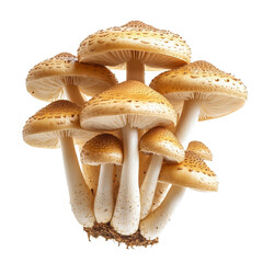 A cluster of mushrooms with a brownish cap and white stems, showcasing natural growth.