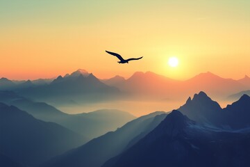 Obraz premium A bird resting on a fence post, looking around in a peaceful field. 