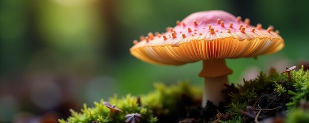 Delicate gills on a mushroom cap, soft and fragile, mushroom, fungi, botanical