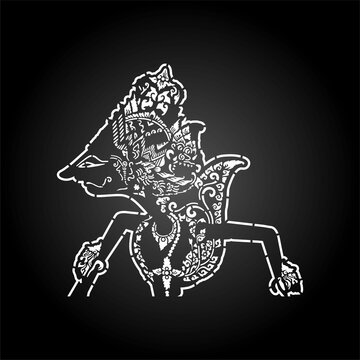 traditional wayang kresna puppet artwork on gradient black background