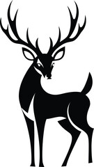 Black Deer Vector Illustration – Elegant Wildlife Silhouette Design