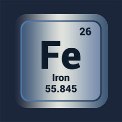 Iron Fe icon. Number Twenty Six. Mass 55.845 detail. Vector Background.