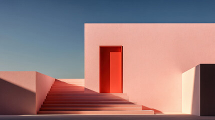 Charming pink building with stairs creating a minimalist aesthetic perfect for study techniques and urban exploration