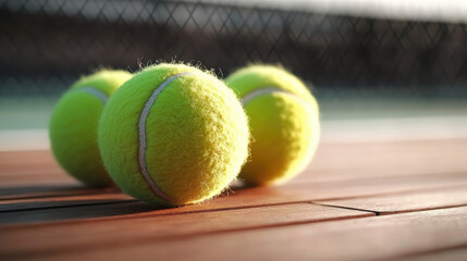Two bright yellow tennis balls positioned on a well-maintained tennis court surface in preparation for a grand slam match