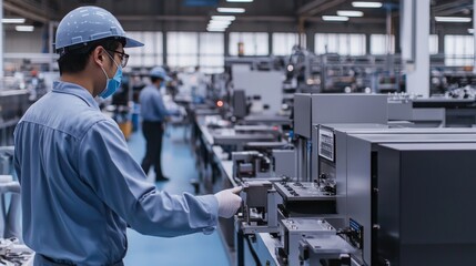 Collaboration for Safety: Engineers Discussing Industrial Protocols in Manufacturing Facility