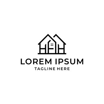 h f hfh hhh initial logo house design vector graphic idea creative