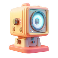 Fototapeta premium A 3D icon of a projector, detailed and realistic, on a white background with transparent background, png.