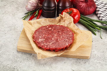 Raw beef burger cutlet minced meat