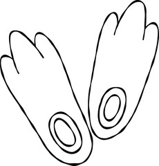 Frog Fins Diving Doodle outline