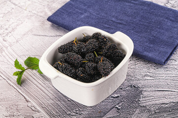Juicy sweet mulberry in the bowl
