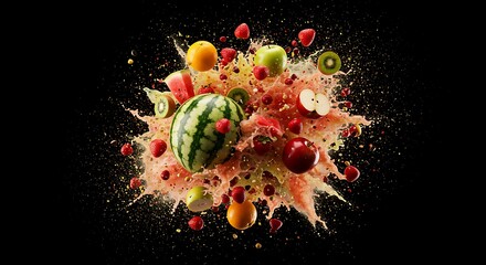 Vibrant Fruit Explosion: A Burst of Juicy Goodness