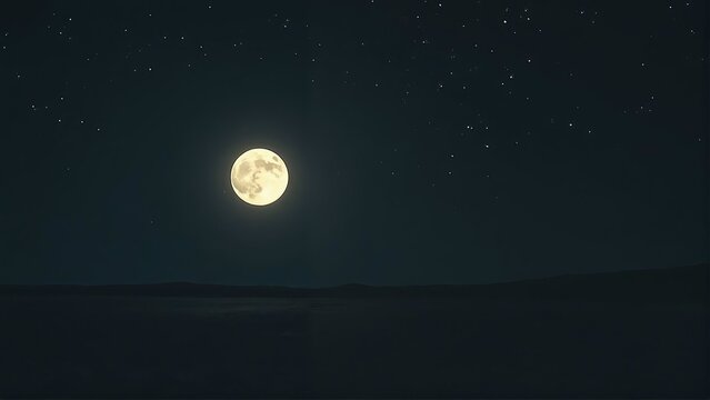 Generative A.I. creates a surreal nightscape where a massive, radiant moon looms over an alien terrain, casting an ethereal glow upon the rocky, desolate surface under a starry sky