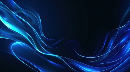 Captivating abstract wave pattern displayed on a dark blue background, featuring a subtle light neon metallic shine that adds a touch of modernity and allure. The intricate wave design creates a dynam