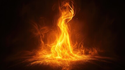 Fototapeta premium Captivating Orange Flame Dancing Against Dark Background in Dramatic Display of Light and Motion