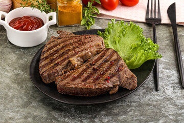 Delicus grilled beef steak with sauce