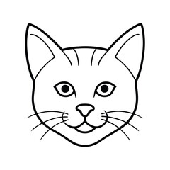 Cat head line art vector illustration 