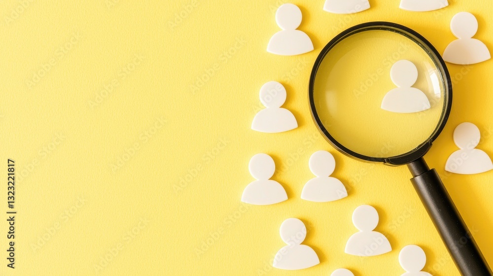 Poster analyzing user engagement trends digital workspace infographic bright yellow background top-down vie