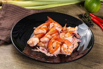 Shrimp cocktail with salad and sauce