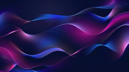 Captivating abstract wave pattern displayed on a dark blue background, featuring a subtle light neon metallic shine that adds a touch of modernity and allure. The intricate wave design creates a dynam