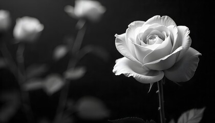 A Graceful Black and White Rose in Focus