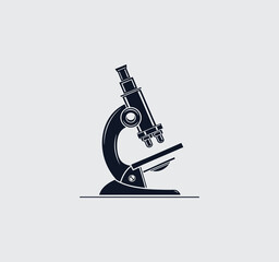 Vintage Microscope Logo - Scientific Research Symbol in Vector Format
