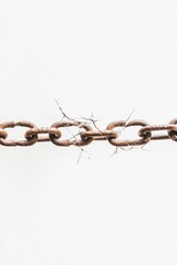 Broken chain link symbolizes the inability to maintain friendships in a minimalist design with neutral tones