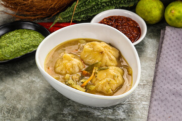Chinese wonton soup with dumplings