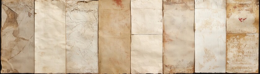 A cluttered wooden table is strewn with various pieces of paper, including colorful sticky notes, printed documents, and handwritten notes, creating a vibrant and busy workspace atmosphere.