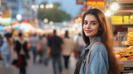Fototapeta premium Exploring vibrant street life city market candid portrait urban environment close-up cultural experience