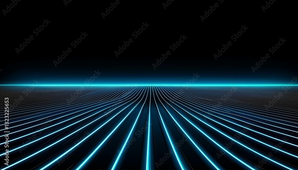Poster a conceptual image of esim technology, showcasing a neon-embedded processor on a deep blue electroni
