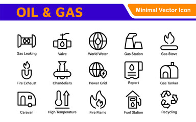 Set of Oil Gas Industry Line Icons. Contains such Icons as Gas Station, Oil Factories, Transportation, and more. line icon set.