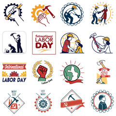 Fototapeta premium Collection of Labor Day themed illustrations and icons, labor day all elements icon set