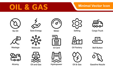 Set of Oil Gas Industry Line Icons. Contains such Icons as Gas Station, Oil Factories, Transportation, and more. line icon set.