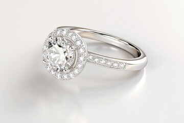 Halo engagement ring featuring a stunning center stone surrounded by smaller diamonds