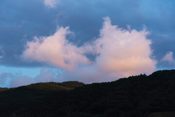 Orange clouds over the mountain