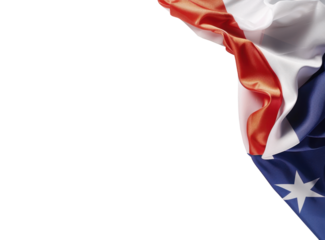 Waving Flag with Star on Transparent Background