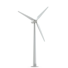 White Wind Turbine Against a Clean White Background  A Symbol of Clean Energy and Sustainability