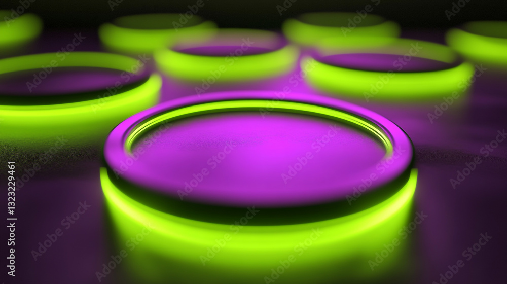 Aufkleber multicolored glowing rings in hues of yellow and purple create a vibrant, futuristic pattern. captiv