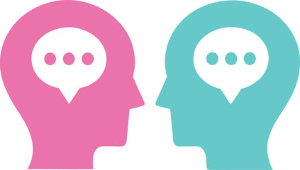 A silhouette couple's profile shows a black vector heart between their faces, a symbol of love and romance