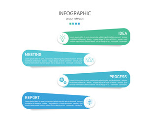 Business infographics line process with template with icons and 4 options or steps.infographics of business,idea,meeting,process,report.for infographics design template