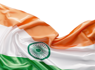 Waving Indian Flag Illustration on Transparent Background