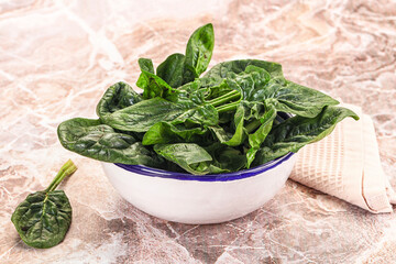 Fresh green spinach leaves heap