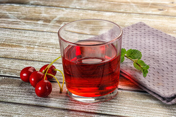 Sweet cherry juice in the glass
