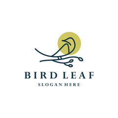 leaf bird logo design vector illustration template