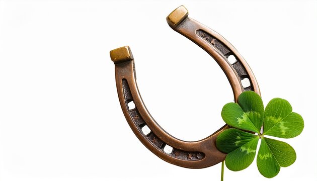 horseshoe with lucky clover four leaf isolated on transparent background st patrick s holiday lucky symbol horseshoe with shamrock for design