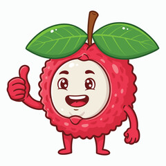  lychee character making a thumbs vector illustration with white background 
