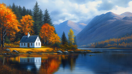 Fototapeta premium house on the lake